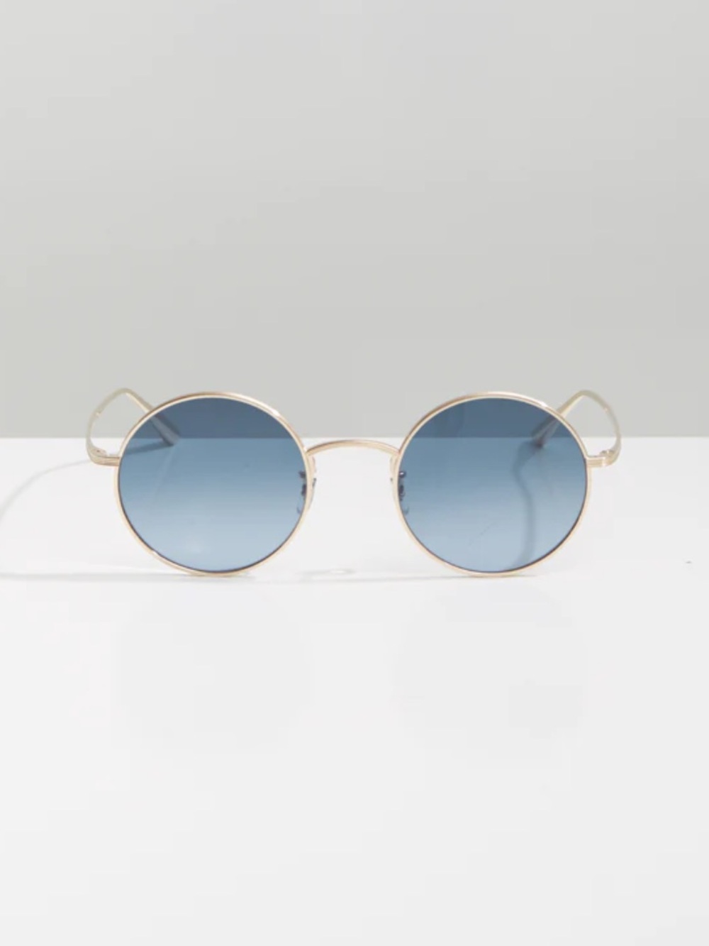 Oliver People’s x The Row “After Midnight” Round Blue & Gold Sunglasses